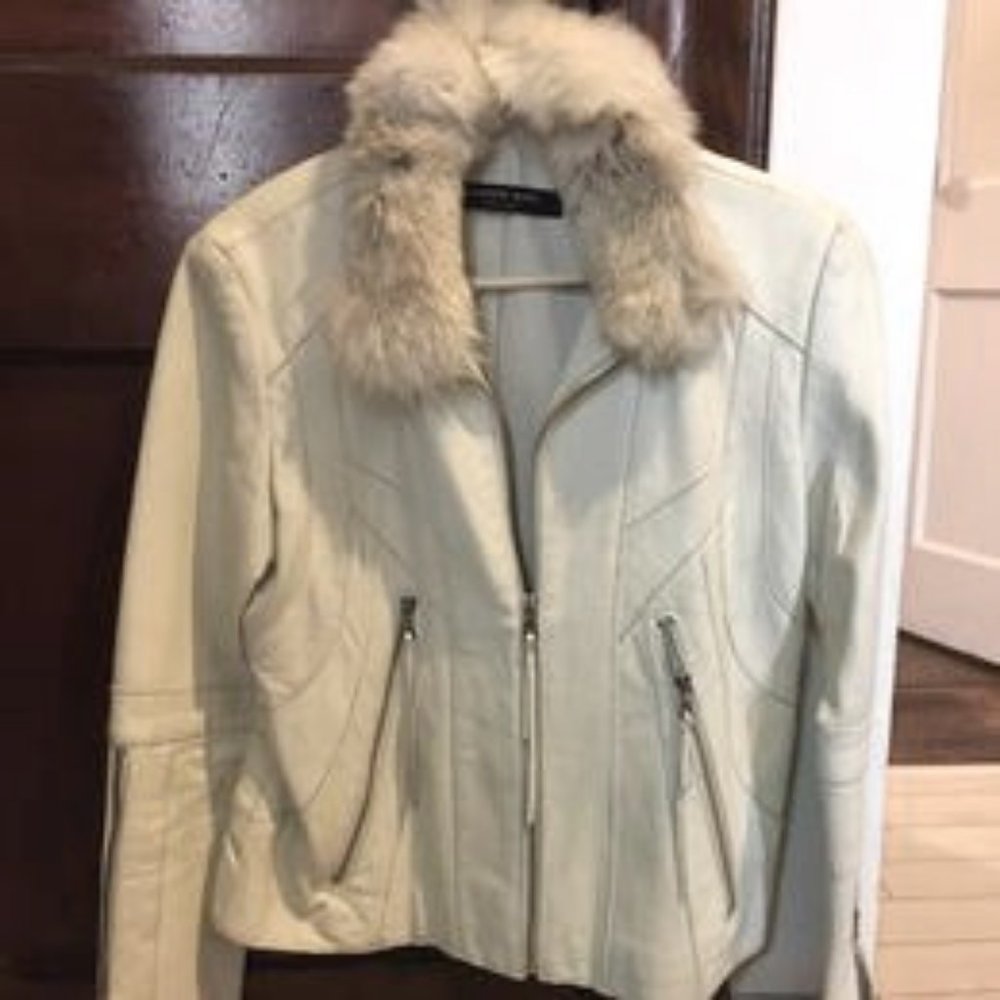 Andrew Marc White Leather Jacket